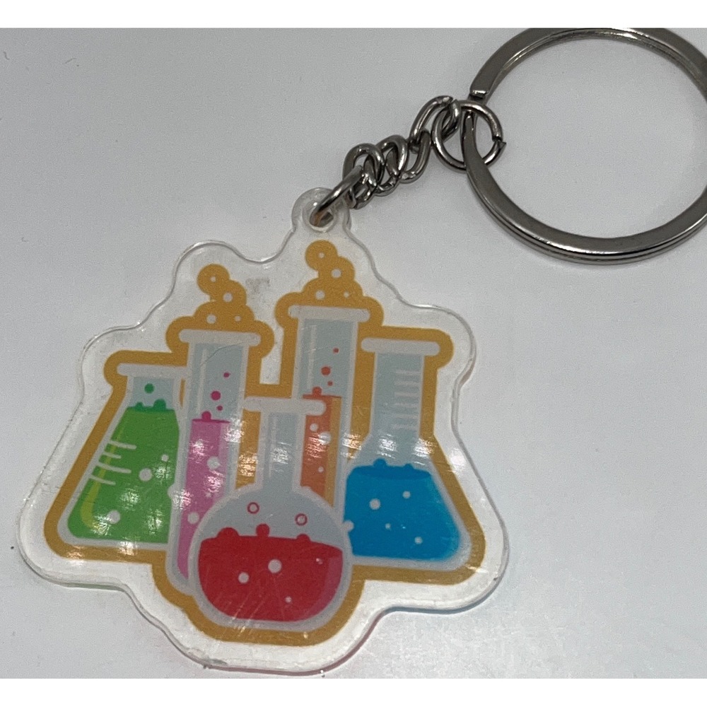 Science Beaker Acrylic Keychain Chemistry Lab STEM Teacher Gift Accessory